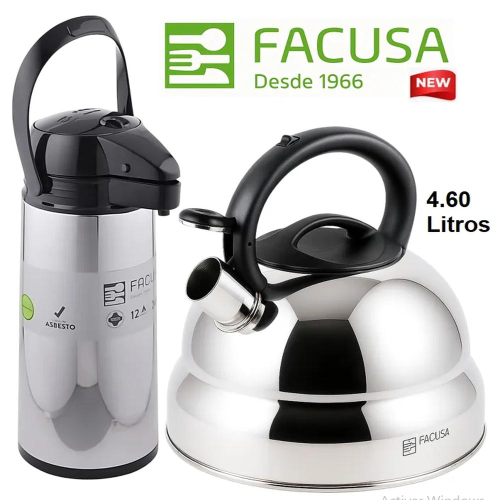 Combo Termo Sifón 1.90 lts y Tetera 4.6 lt Acero Inoxidable Facusa