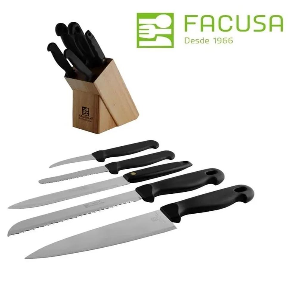 Juego de cuchillos con taco de madera Facusa