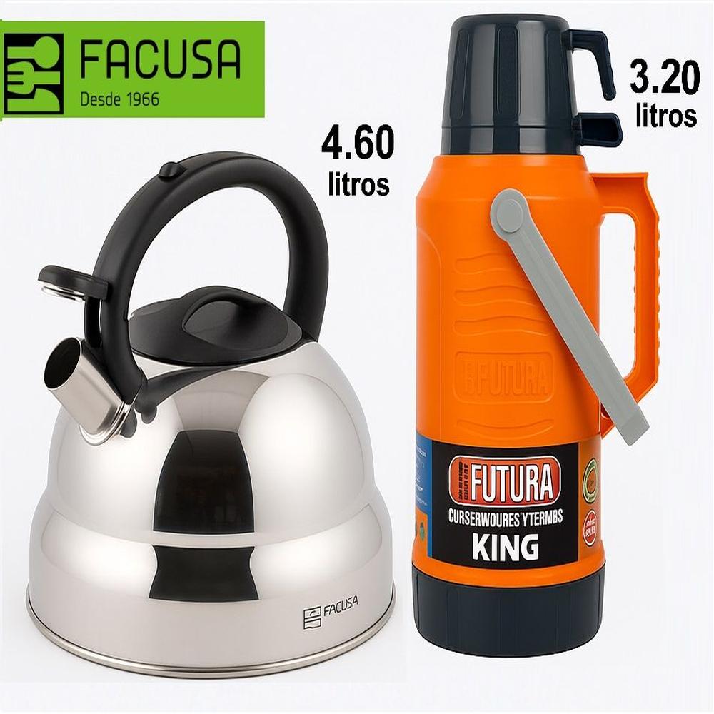Combo GIGANTE  Tetera 4.60 litros FACUSA  + Termo 3.20 litros Futura