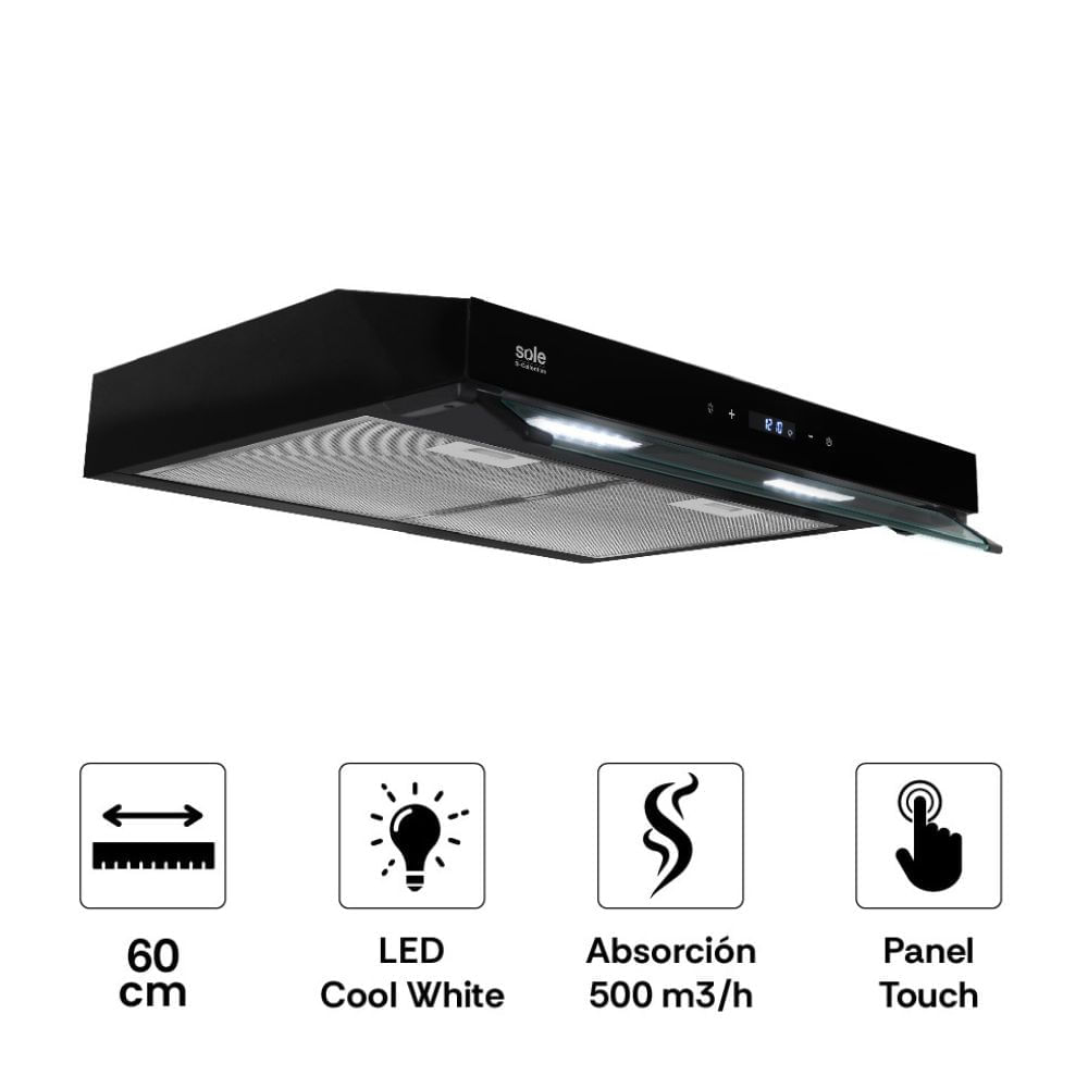 Campana Extractora Convencional 60cm S-Collection Slim 2 Motores Black