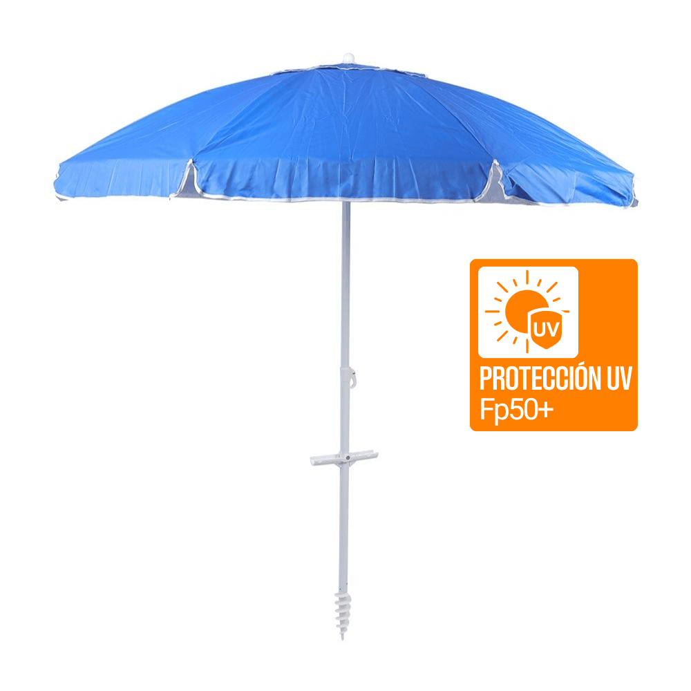 Sombrilla de Playa Azul 200cm Proteccion Uv Fp50+