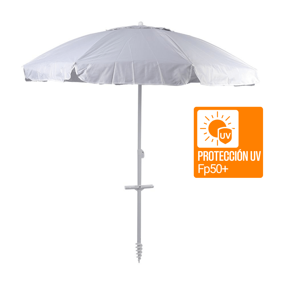 Sombrilla de Playa Blanca 200cm Proteccion Uv Fp50+