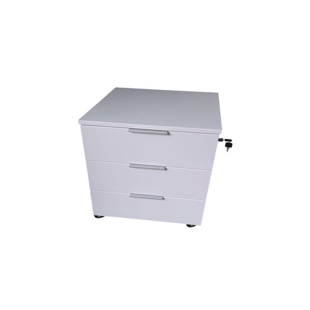 Cajonera De 3 Cajones Con Ruedas Y Chapa Blanco