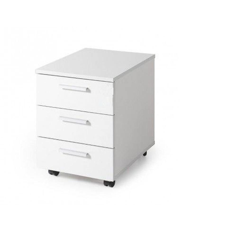 Cajonera De 3 Cajones Con Ruedas Y Chapa Blanco Oficinas
