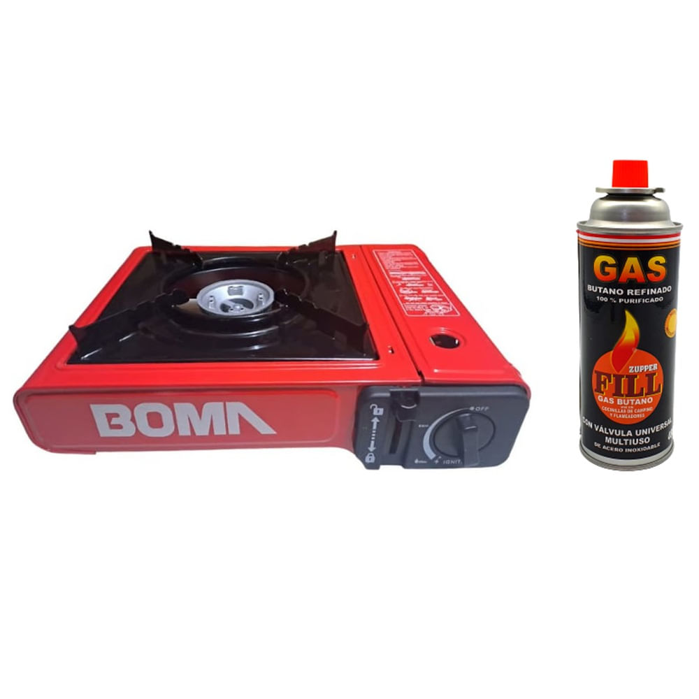 Cocina a Gas Portatil 1 Hornilla 2 en 1 + Gas 480ml Camping