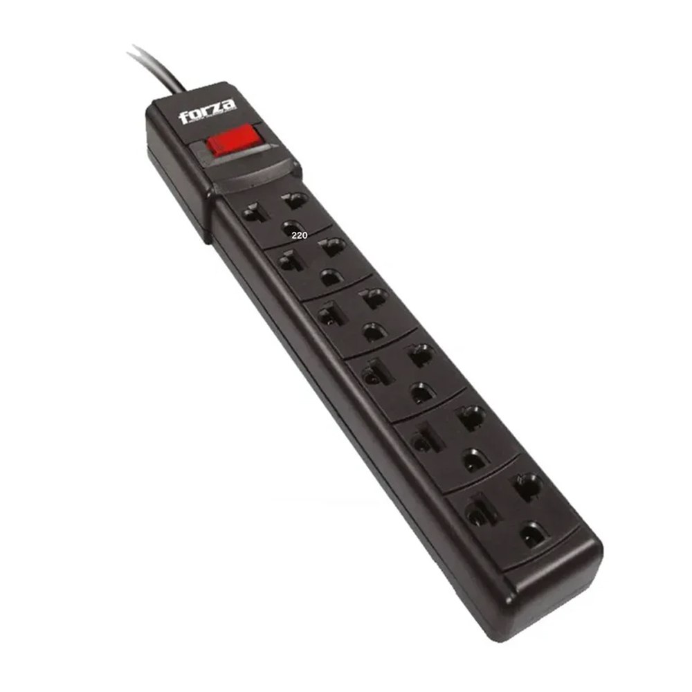 Extensión de 6 Salidas FORZA cable 90m Regleta Supresor de Picos 2200W