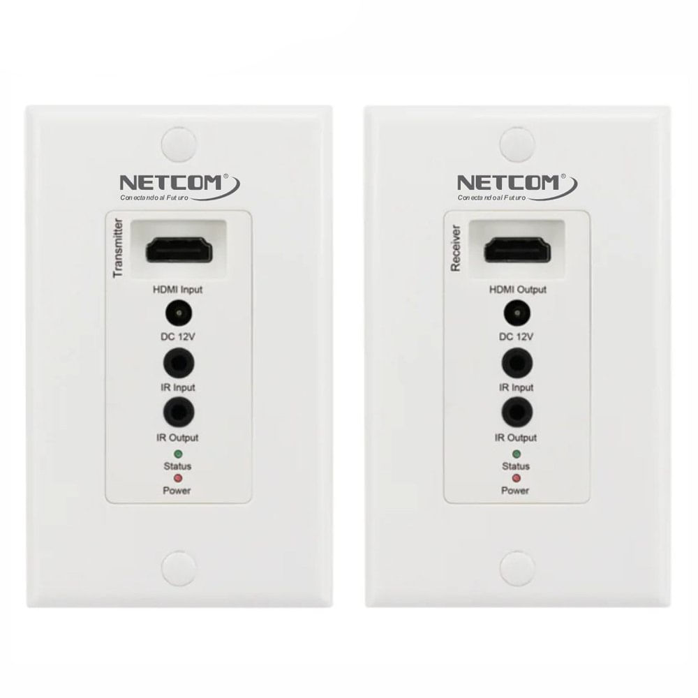 Extender HDMI 70 Metros NETCOM Face plate Placa de Pared UTP Cat 6 7 8
