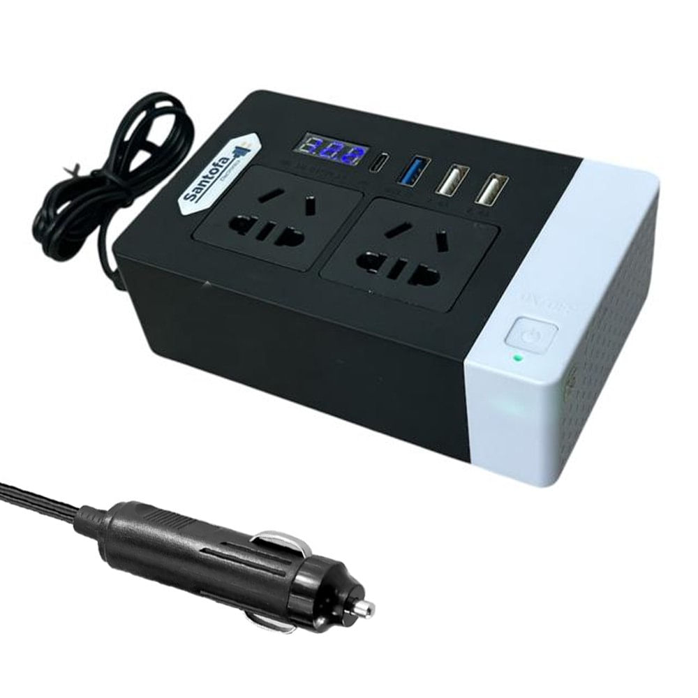Inversor de corriente 12V a 220V 250W auto 2 USB PD3.0 QC3.0 SANTOFA