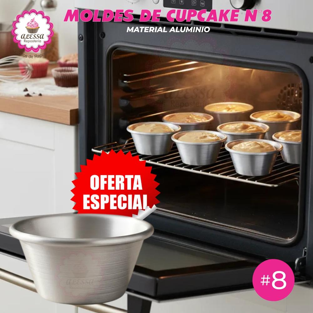Molde de Cupcake Número 8 de Aluminio para Reposteria 1 docena