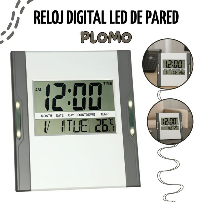 Reloj Digital Led De Pared PLOMO P3886N Promart