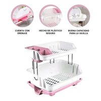 Escurridor de Platos 2 Niveles Rosado