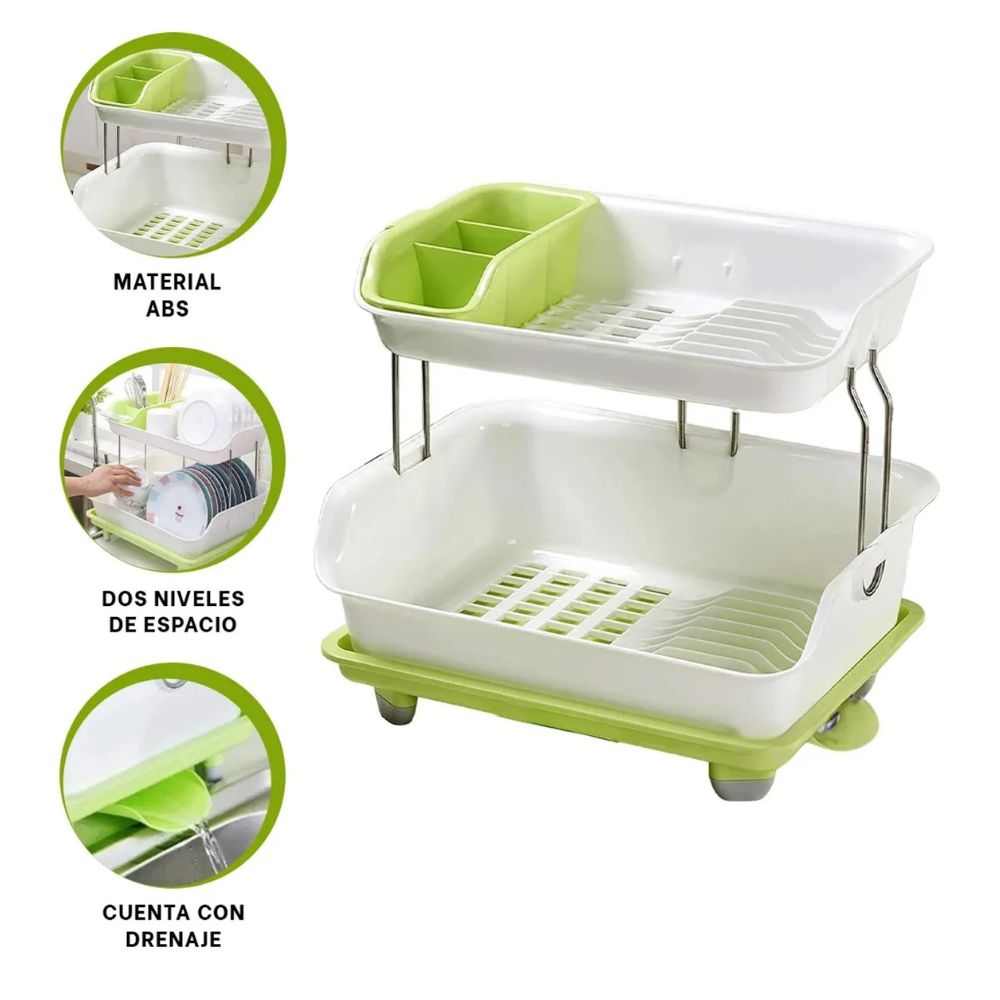 Escurridor de Platos 2 Niveles Verde