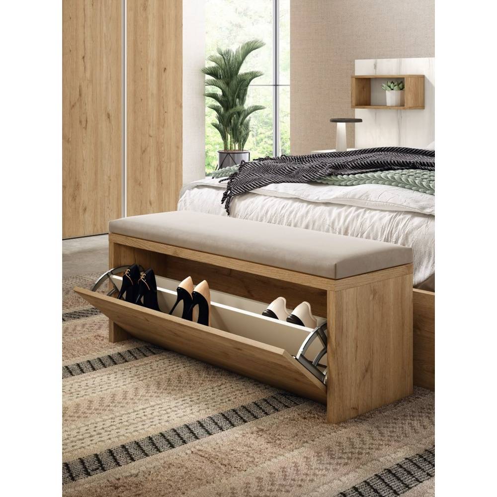 Baul Zapatera con Asiento Acolchonado Gaius Color Duna TU MESITA