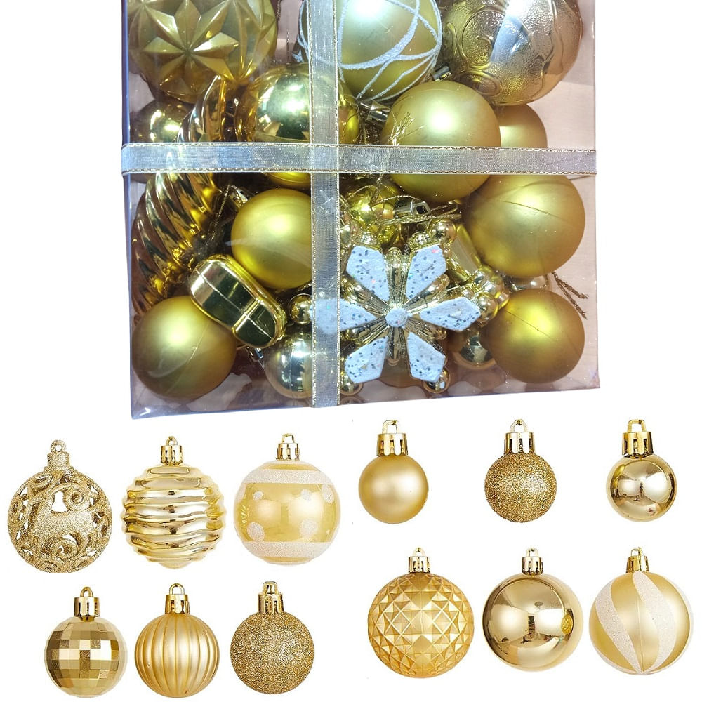 Set de Adornos de Bolas Navidenas Set de 30 pcs Dorado