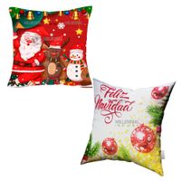 Pack por 02 Unid Funda Navideña para Cojín  45x45cm Diseño Navidad