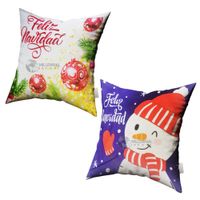 Set de 02 Fundas de Cojín Navideñas de 45x45cm Diseño Navidad