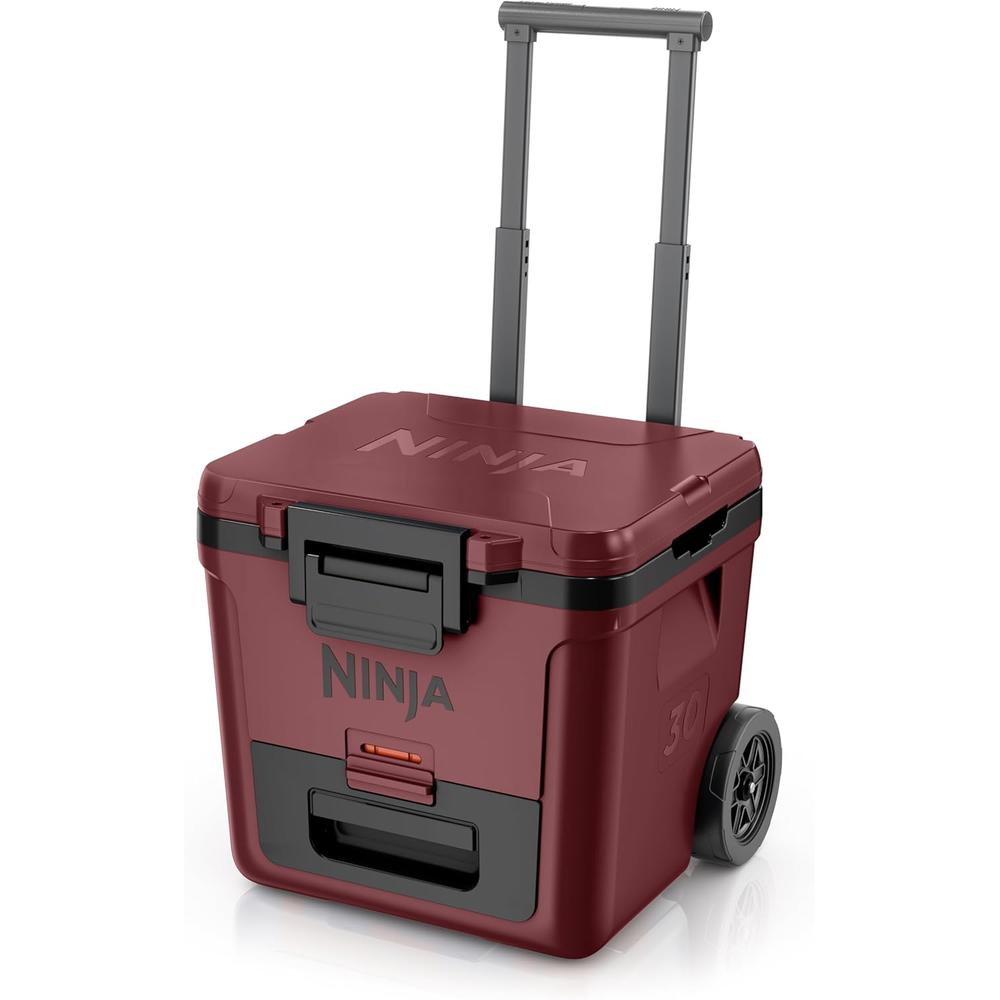 Ninja nevera portátil Frostvault FB230MR, con ruedas y cajón seco, 30 qt / 28,4 L | Merlot