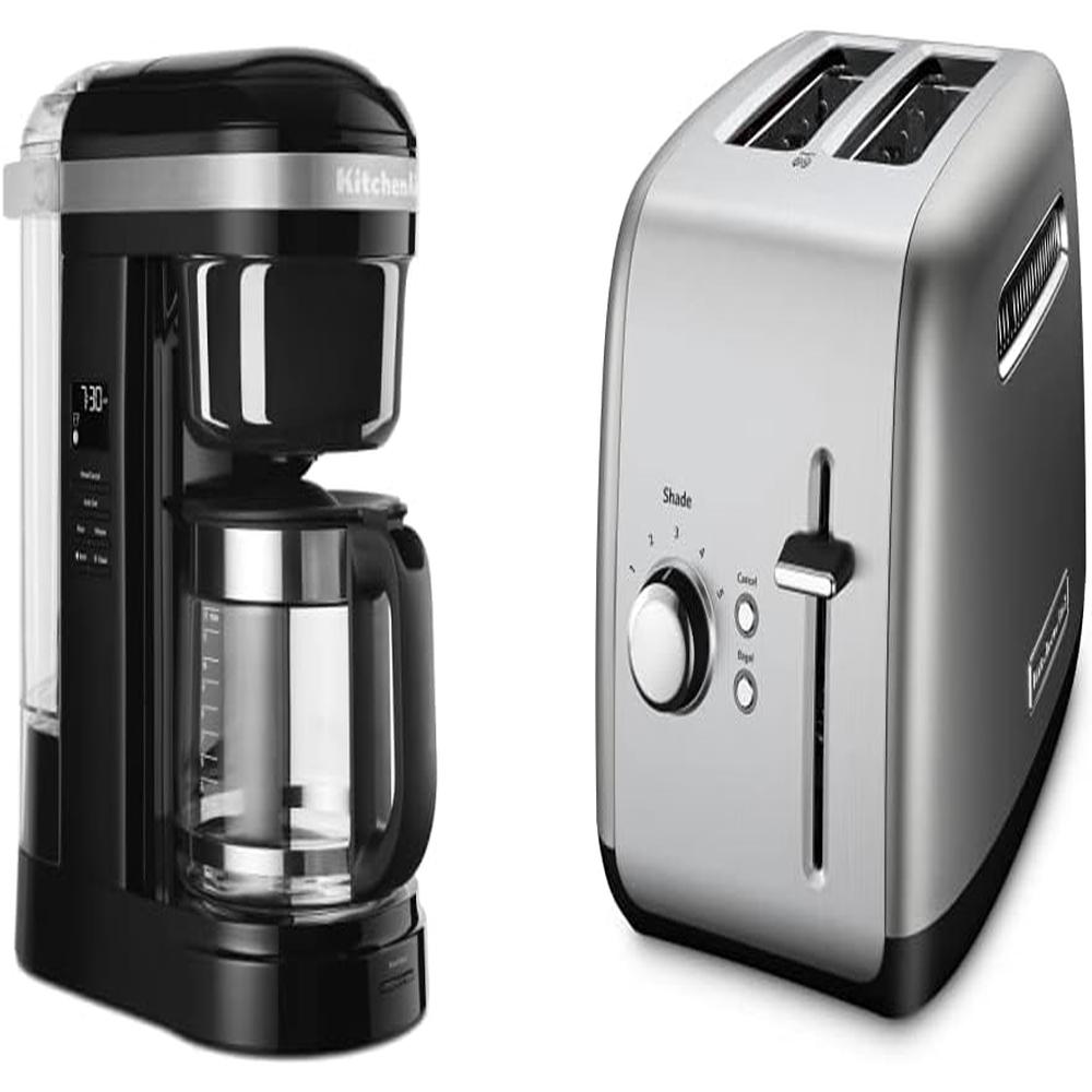 KitchenAid, cafetera 12 qt / 11.4 L + tostadora 2 rebanadas | Plateado + Negro