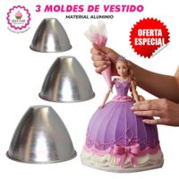 Set de 3 Moldes de Vestido de Aluminio para Repostería Cocina