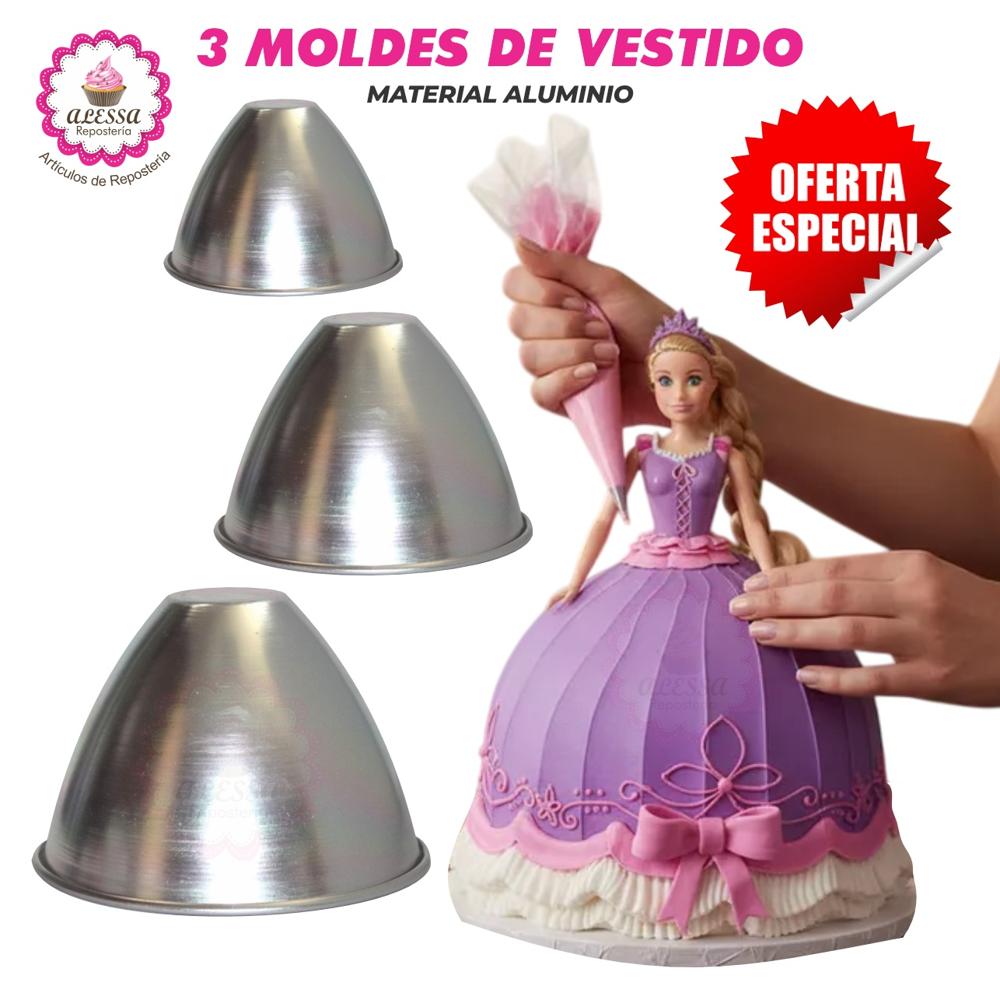 Set de 3 Moldes de Vestido de Aluminio para Repostería Cocina