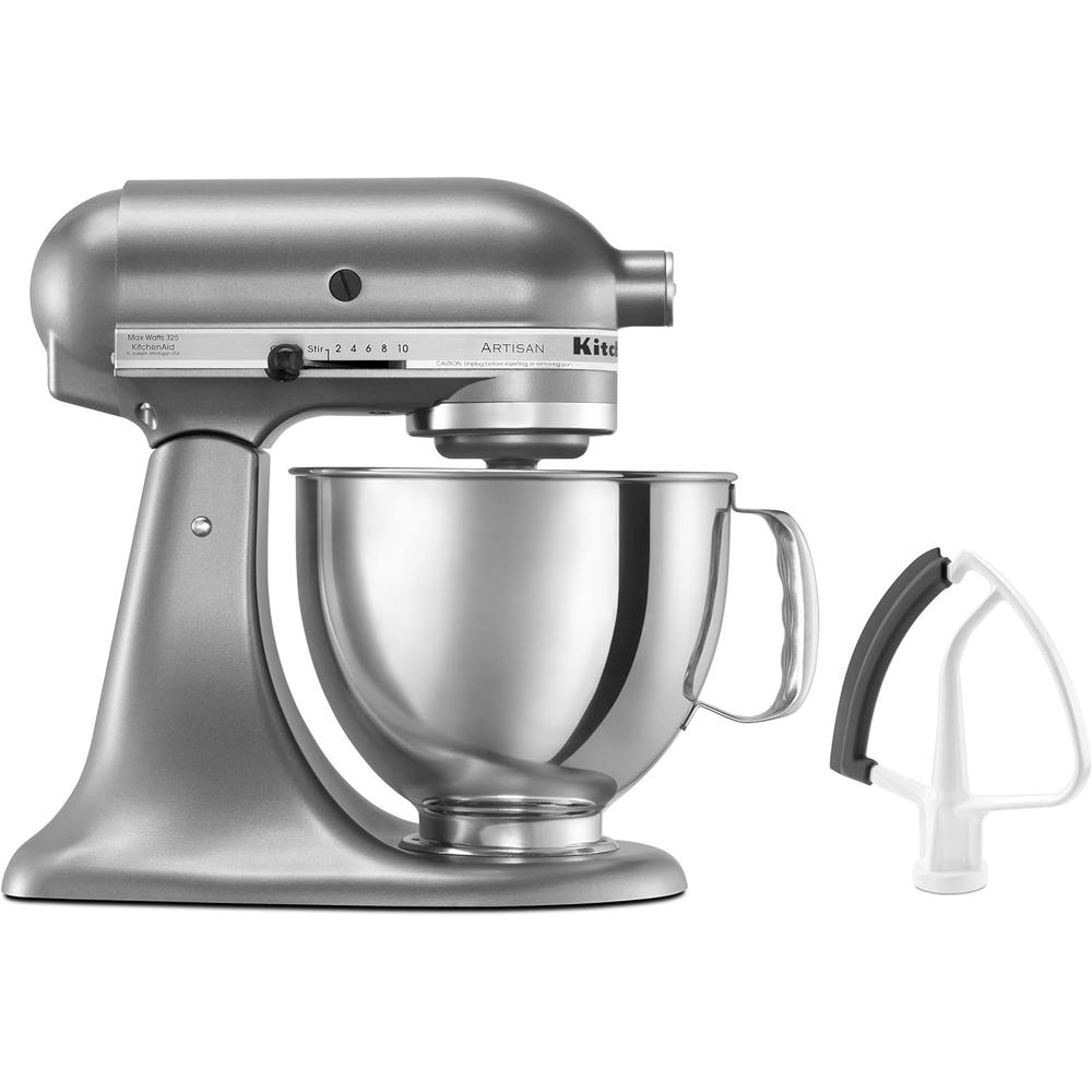 KitchenAid Artisan, batidora de pie 5 qt / 4.7 L con batidor | Plateado