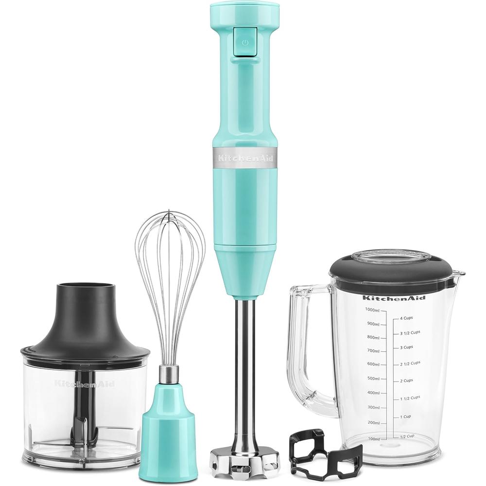 KitchenAid KHBV83AQ, batidora de mano con cable y accesorios | Aqua Sky