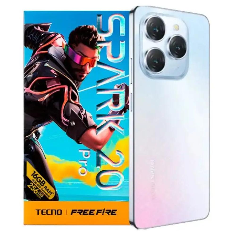 Smartphone Tecno Spark 20 PRO KJ6 256GB ROM+ 16GB RAM (8GB +8GB RAM EXTENDIDA) FROSTY IVORY
