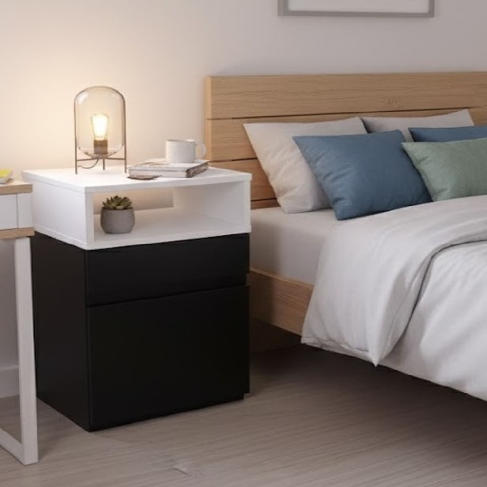 Velador melamina cajón y puerta