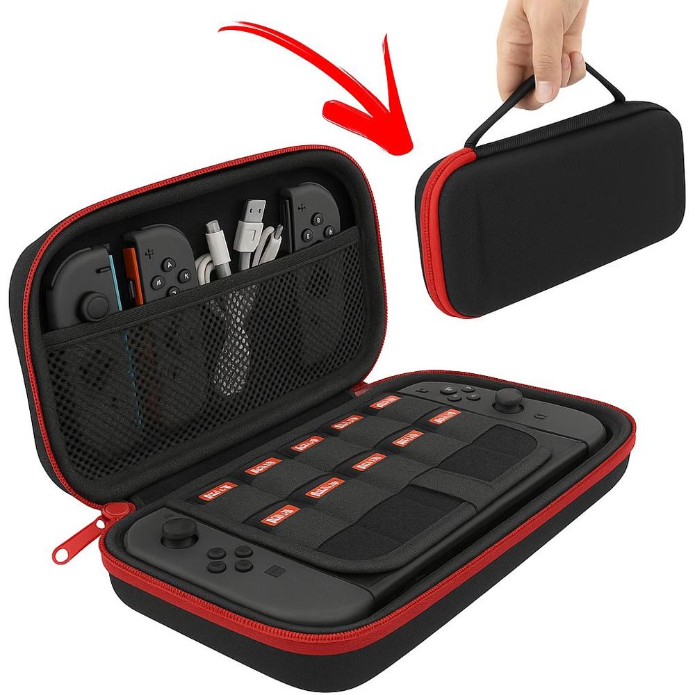 Estuche Protector Para Nintendo Switch 2 Case Funda - NEGRO ROJO