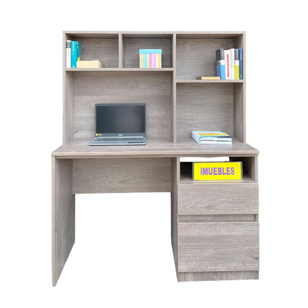 Escritorio con Estante y Cajonera 120 cm Modelo MEV Color Macchiato