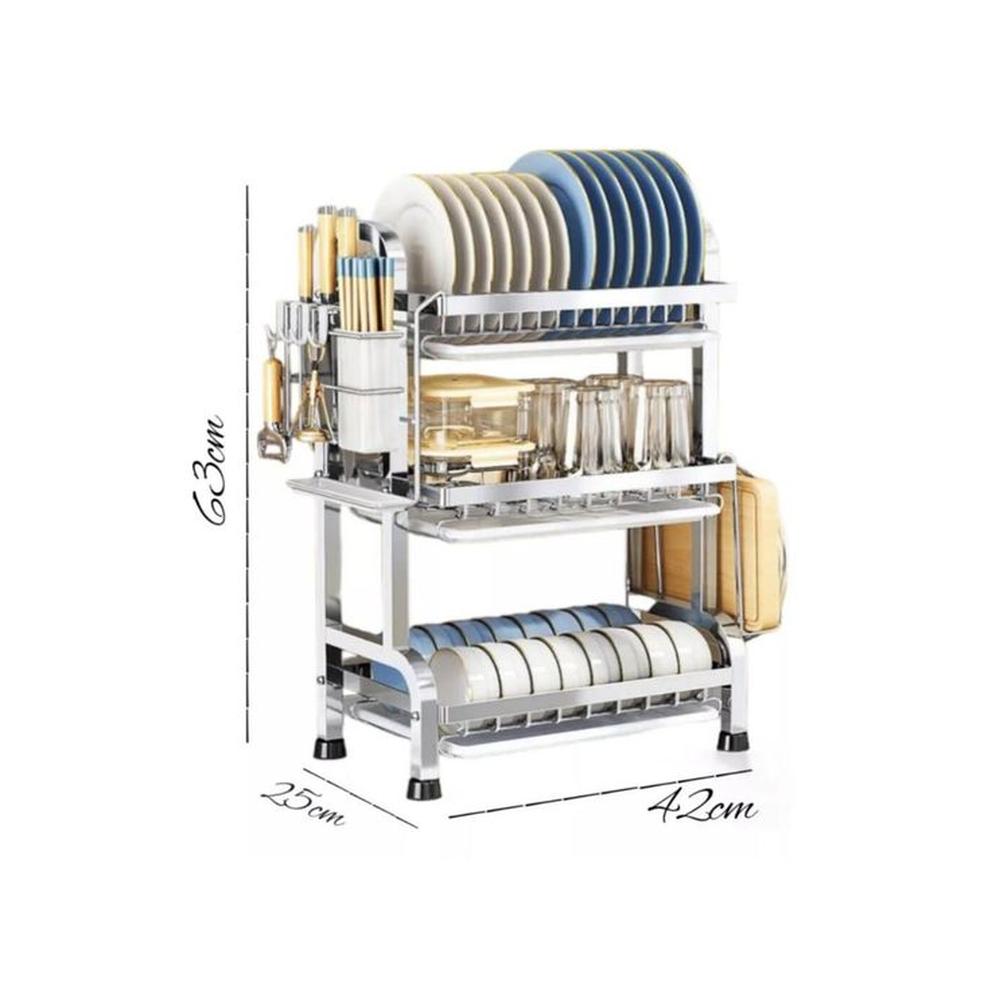 Escurridor Organizador Acero Inoxidable 3 Niveles Para Platos