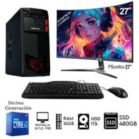 Computadora Pc INTEL  CORE I7-10TH  Ram 16GB  Disco HDD 1TB   SSD 480GB Monitor 27 FHD
