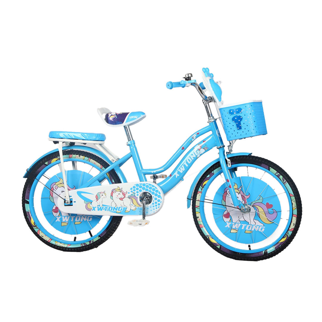 Bicicleta Para Niña Infantil Kids Aro 16 Doble Con Luz Celeste ABZ1