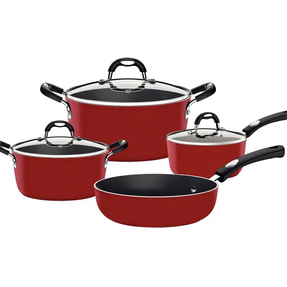 Juego de ollas de Aluminio Mónaco Rojo x 7 piezas