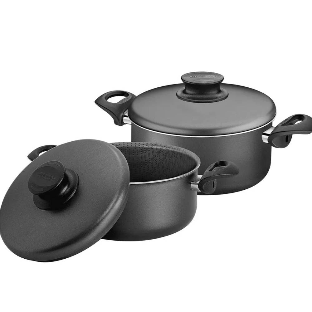 Juego de ollas de Aluminio París Negro x 2 piezas 24 cm 26 cm