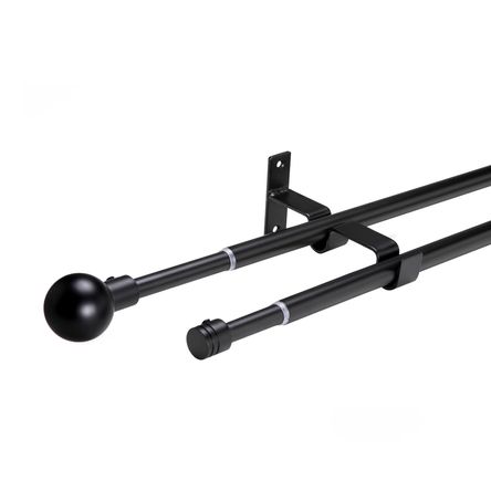 Pack Cortinero Doble Extensible Aura 13/16 mm 160-250 cm Bola Negro Pack Cortinero Doble Extensible Aura 13-16 mm 160-250 cm Bola Negro