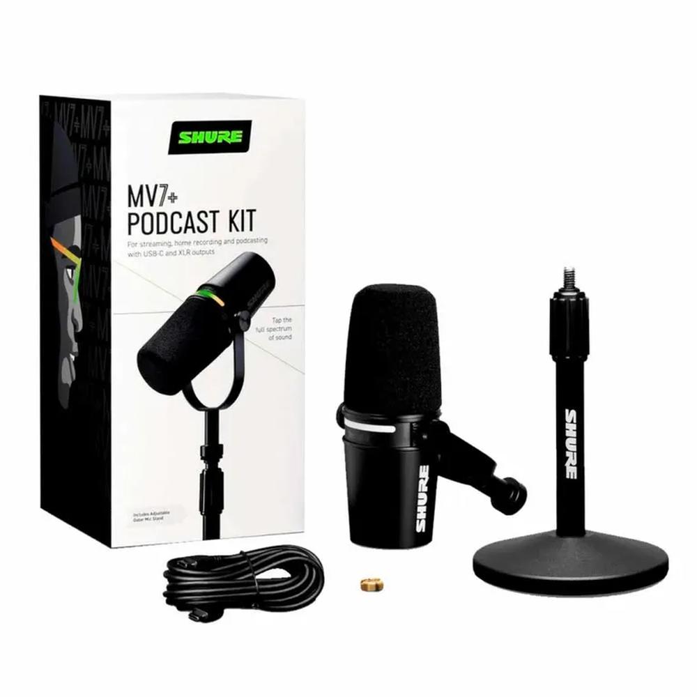 Micrófono para podcast con soporte SHURE MV7+-K-BNDL Micrófono para podcast con soporte SHURE MV7+-K-BNDL