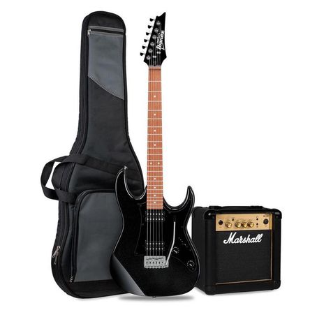 Guitarra Eléctrica Ibanez GRX20-BKN con Amplificador Marshall MG10