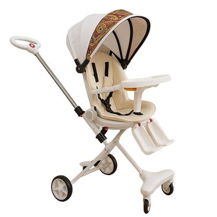 Coche Carriola Giratorio con Mesa de Comer Blanco Mandala