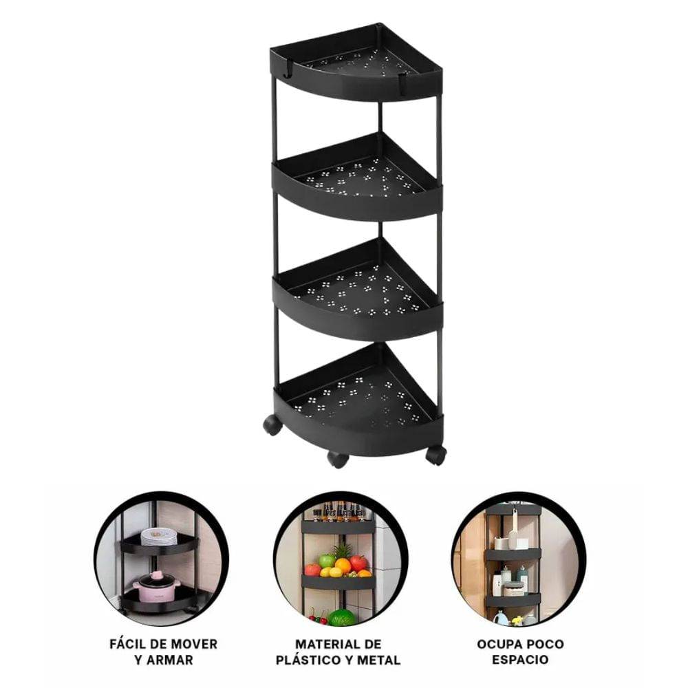 Esquinero Organizador de 4 Niveles con Ruedas