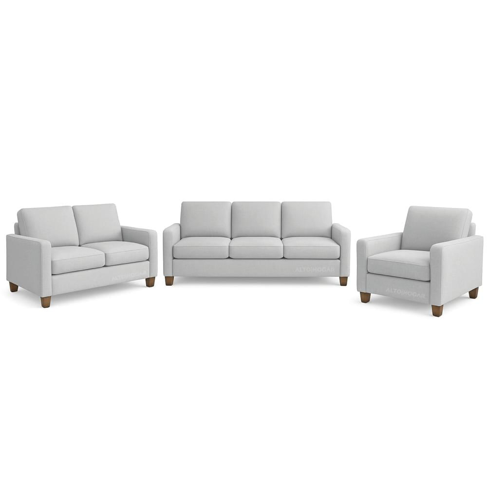 Juego de Sala 3 2 1 Emma Gris Claro - Tapiz Antifluido