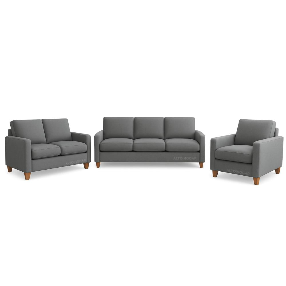 Juego de Sala 3 2 1 Emma Gris Oscuro - Tapiz Antifluido