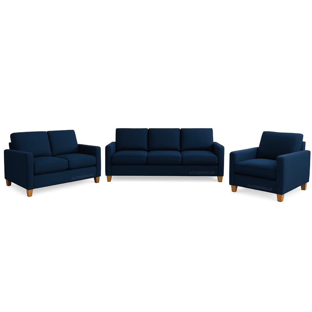 Juego de Sala 3 2 1 Emma Azul Cobalto - Tapiz Antifluido