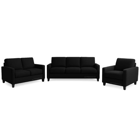 Juego de Sala 3 2 1 Emma Negro - Tapiz Antifluido Juego de Sala 3 2 1 Emma Negro - Tapiz Antifluido