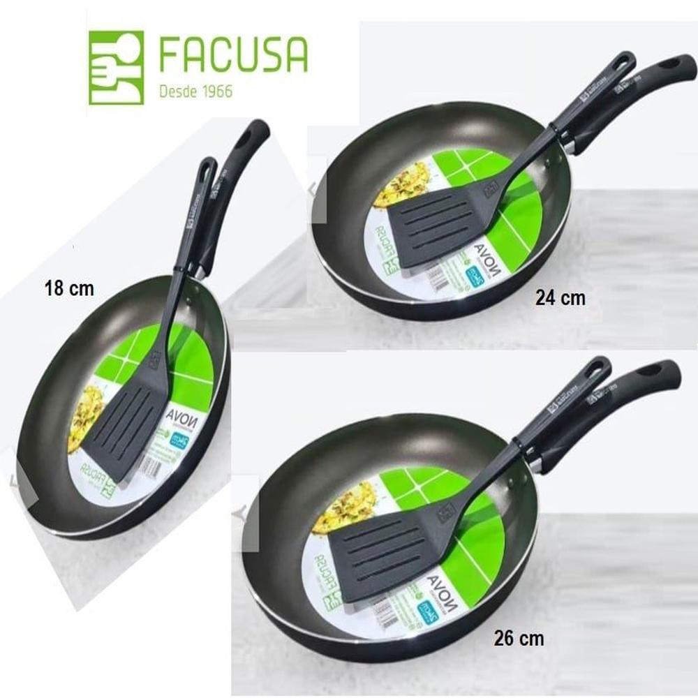 Set de Sartenes Facusa 26cm ,24 cm y 18 cm C/ Espatulas