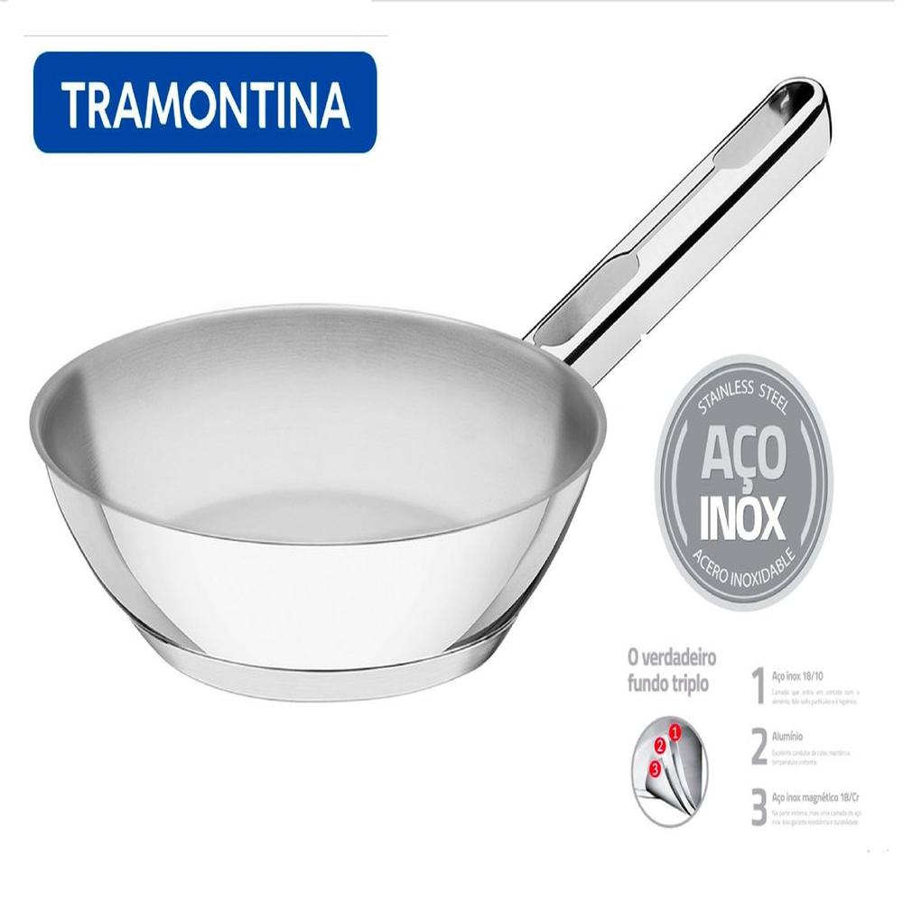 Sartén de acero inoxidable con fondo triple de 24 cm 2,1 L Tramontina