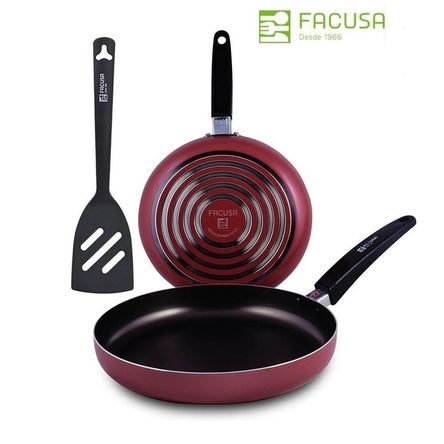 Set de Sartenes FACUSA  ROJO con espatula rojo