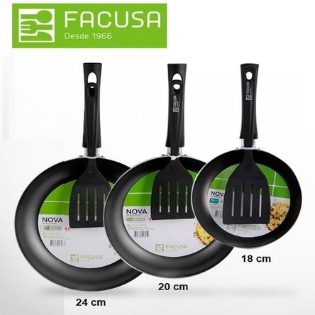 Set de Sartenes Facusa 24cm ,20 cm y 18 cm C/ Espatulas negro Set de Sartenes Facusa 24cm ,20 cm y 18 cm C/ Espatulas negro