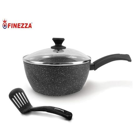 Sarten con Tapa 28 cm con espatula Roca Volcanica Finezza Gris oscuro Sarten con Tapa 28 cm con espatula Roca Volcanica Finezza Gris oscuro