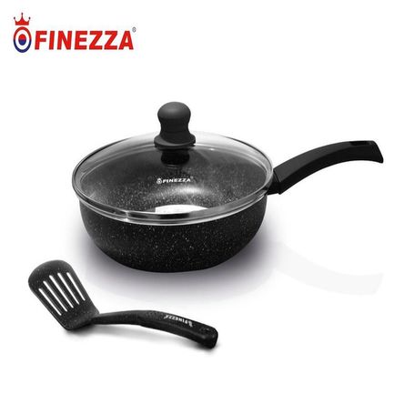 Sarten Granito con Tapa 28 cm y espatula FINEZZA Gris oscuro Sarten Granito con Tapa 28 cm y espatula FINEZZA Gris oscuro